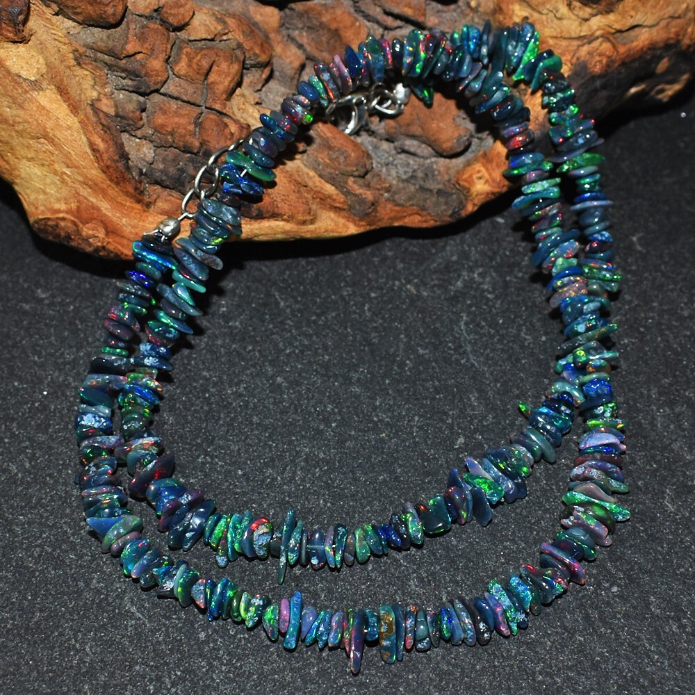 Wonderful Striking Black Ethiopian Opal 750.00 Cts Beaded Necklace VK 13 E593