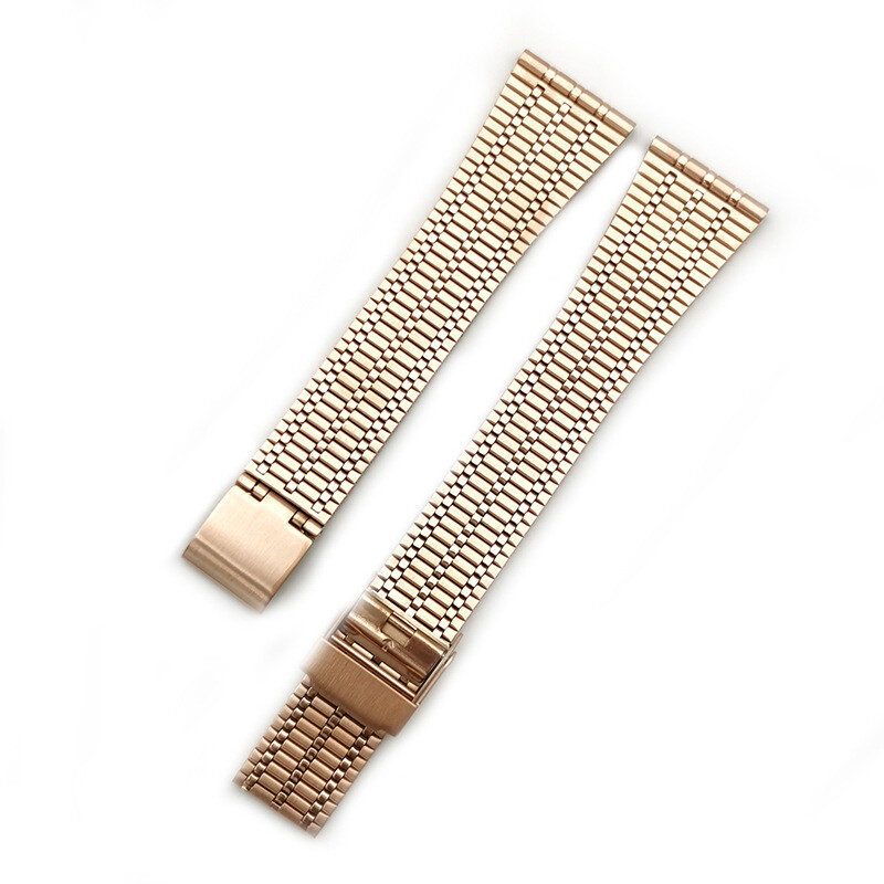 Tapered Stainless Steel Watch Strap 18mm 20mm 22mm Quick Release 7 Bead Bracelet