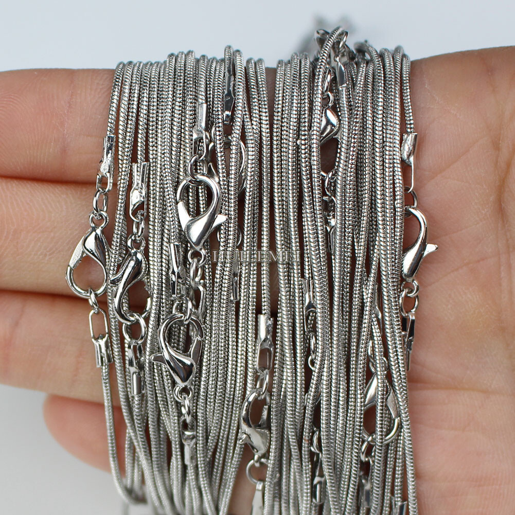 10 20 50 100x Silver / Gold Color 1.2mm Snake Chain Necklace 16″ 18″ 20″ 24″
