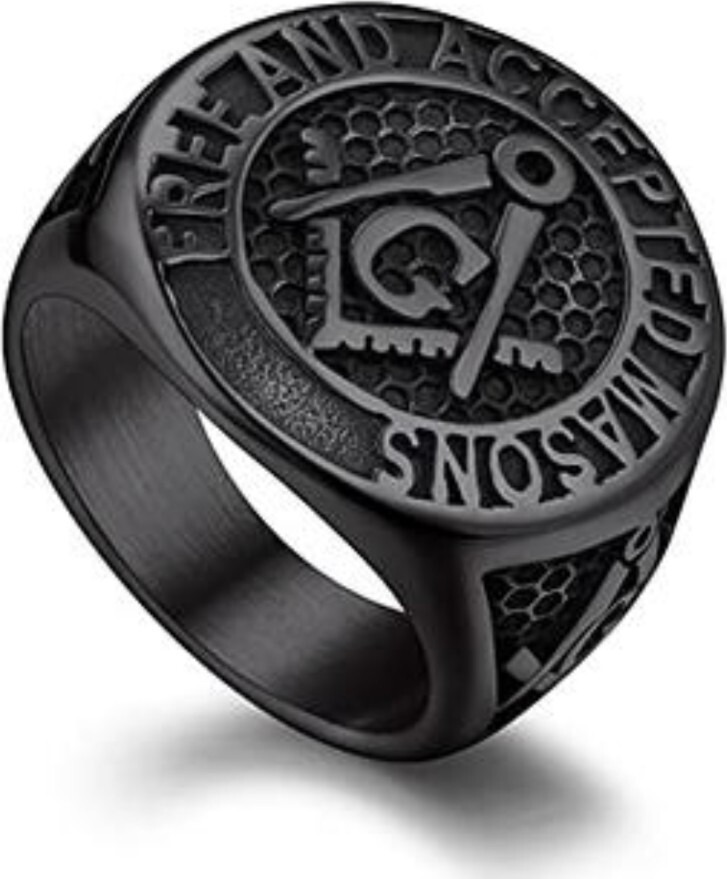 Bandmax Masonic Ring 316 Stainless Steel Freemason Men’s Signet BLACK