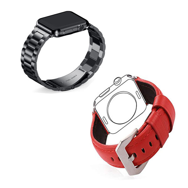 Replacement Apple Smart Phone Watch Strap PU Leather Metal Link Bracelet Length