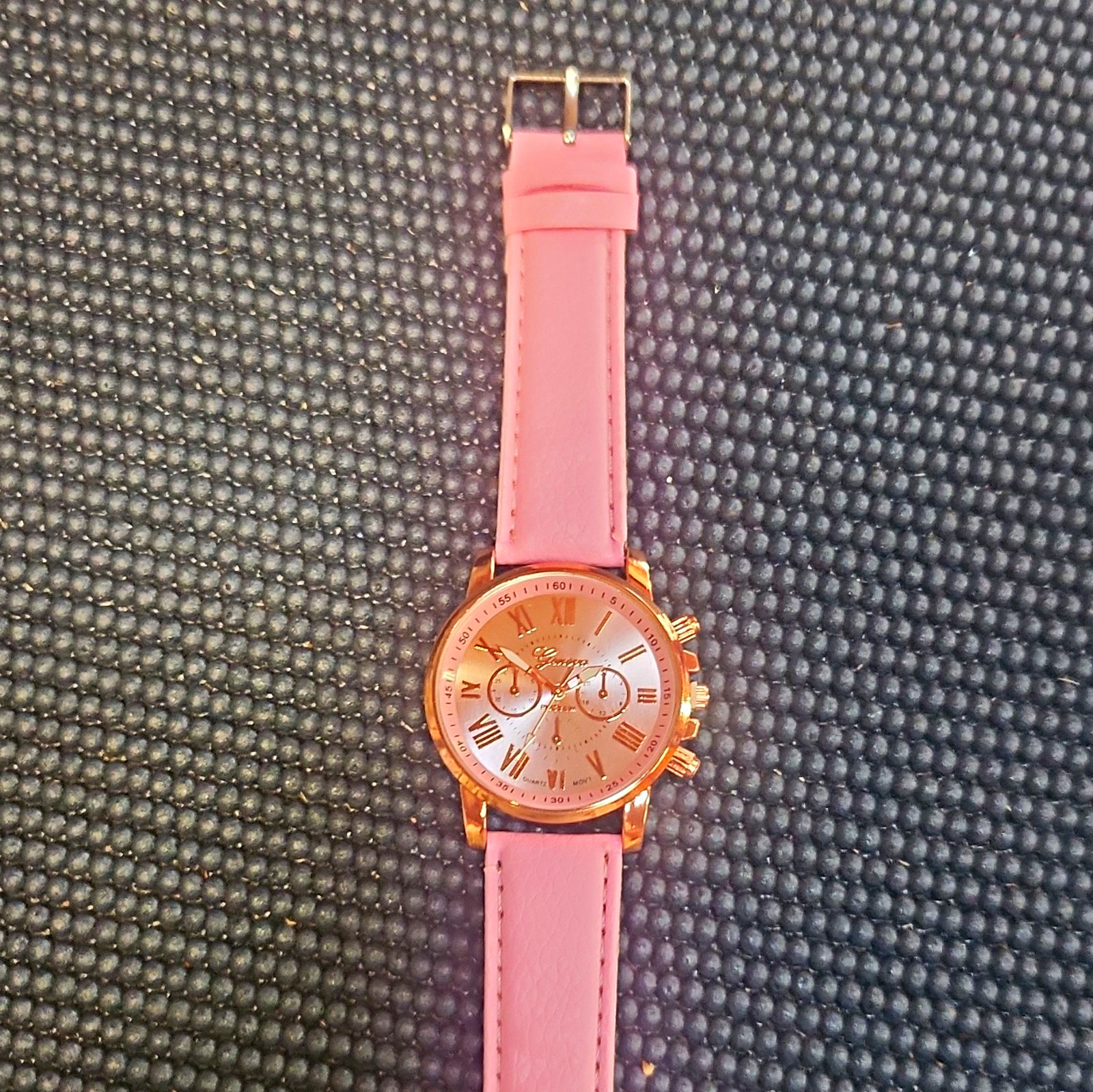 Geneva Women’s Quartz Analog Wristwatch Pink Strap Rose Gold Case 40mm