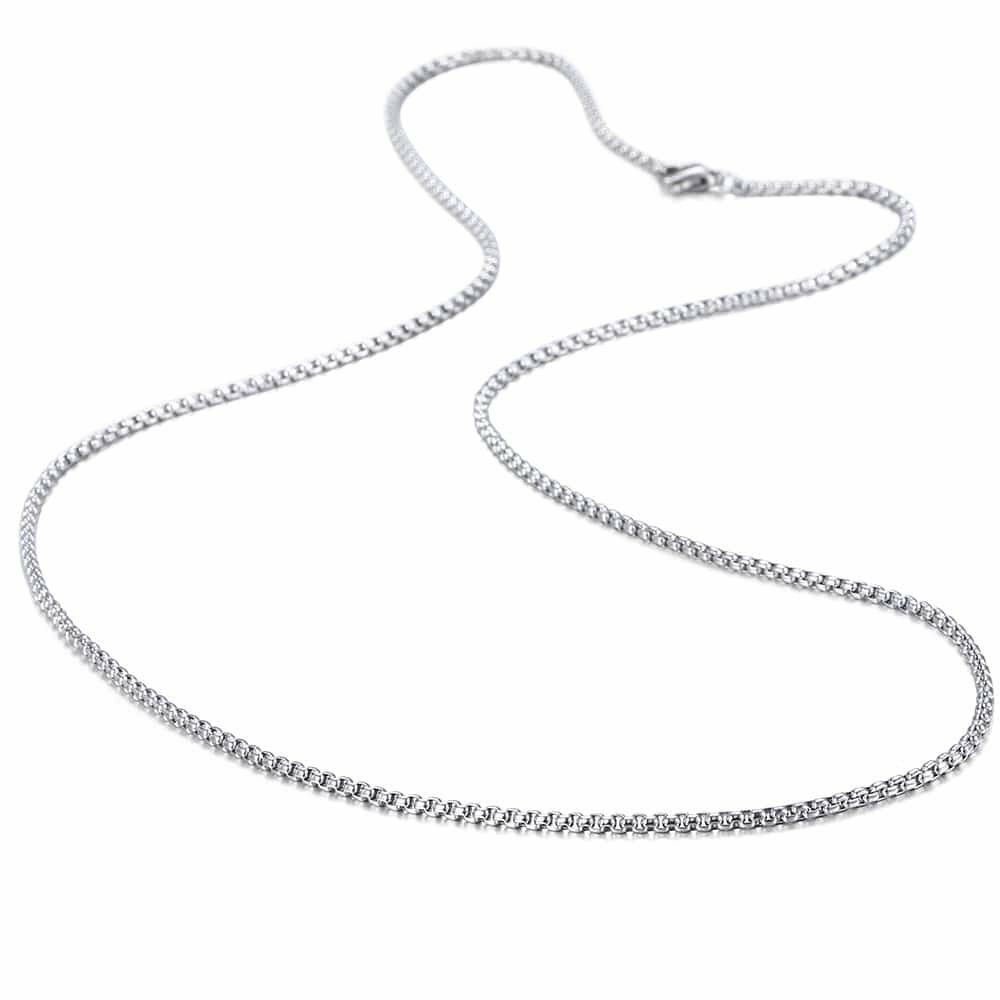 2/3/4/5mm Womens Mens Stainless Steel Round Box Chain Necklace 18inch-24inch