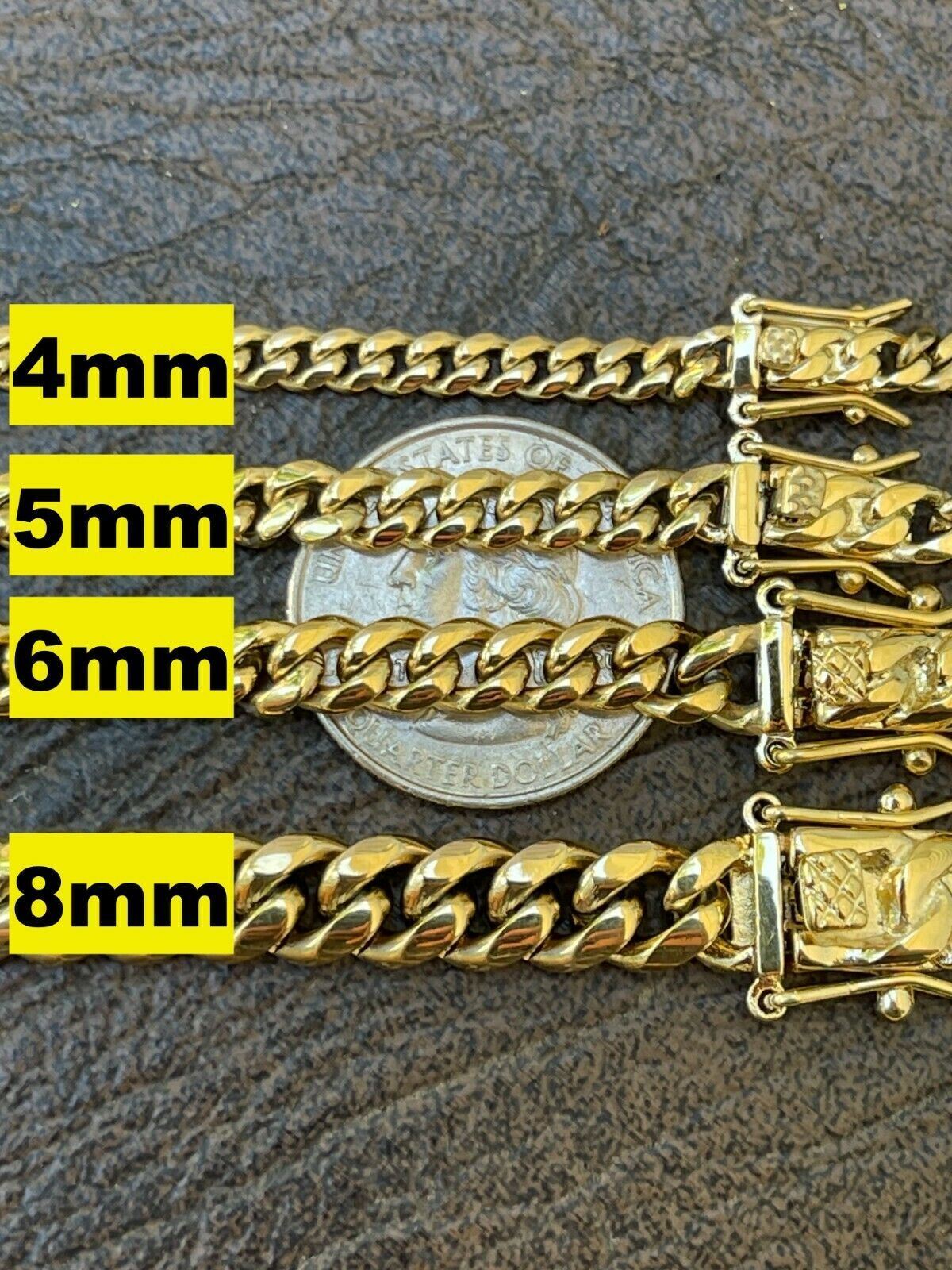 Real Miami Cuban Link Chain Necklace / Bracelet 14k Gold Plated Stainless Steel