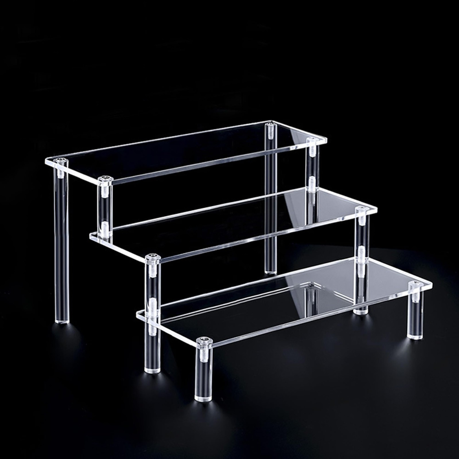 3 Tier Clear Acrylic Display Stand Organizer Shelf Rack Showcase Storage US