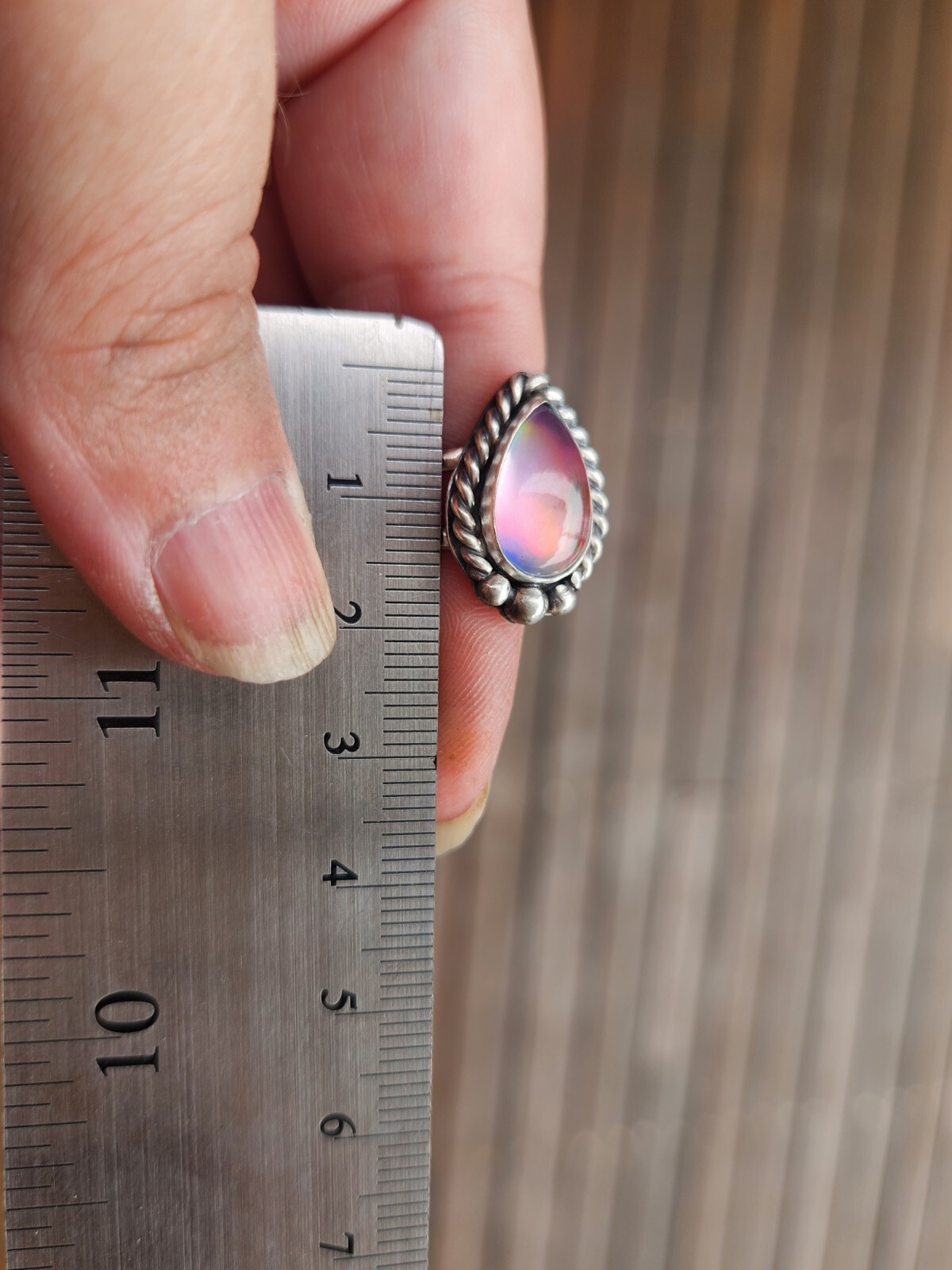 Aurora Opal Handmade Sterling Silver Ring, Statement Jewellery Jewelry Size 8.25