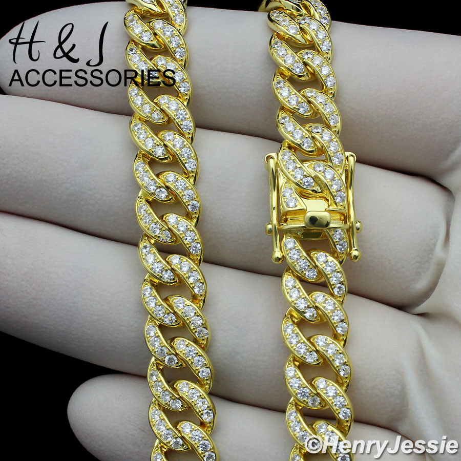925 STERLING SILVER 18″-30″X8MM GOLD PLATED MIAMI CUBAN CZ NECKLACE*GN11