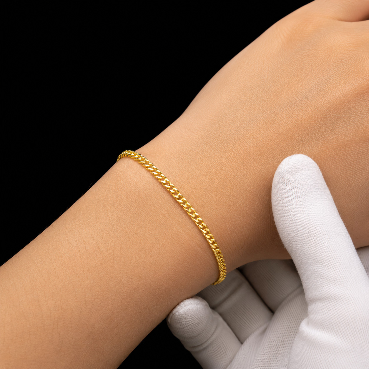 10K Yellow Gold Cuban Link Bracelet Real Gold Chain 3.5mm 7in 8in
