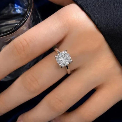 5Ct Round-Cut EF/VS1 Lab Grown Diamond Bezel Engagement Ring PT950 Platinum Gold