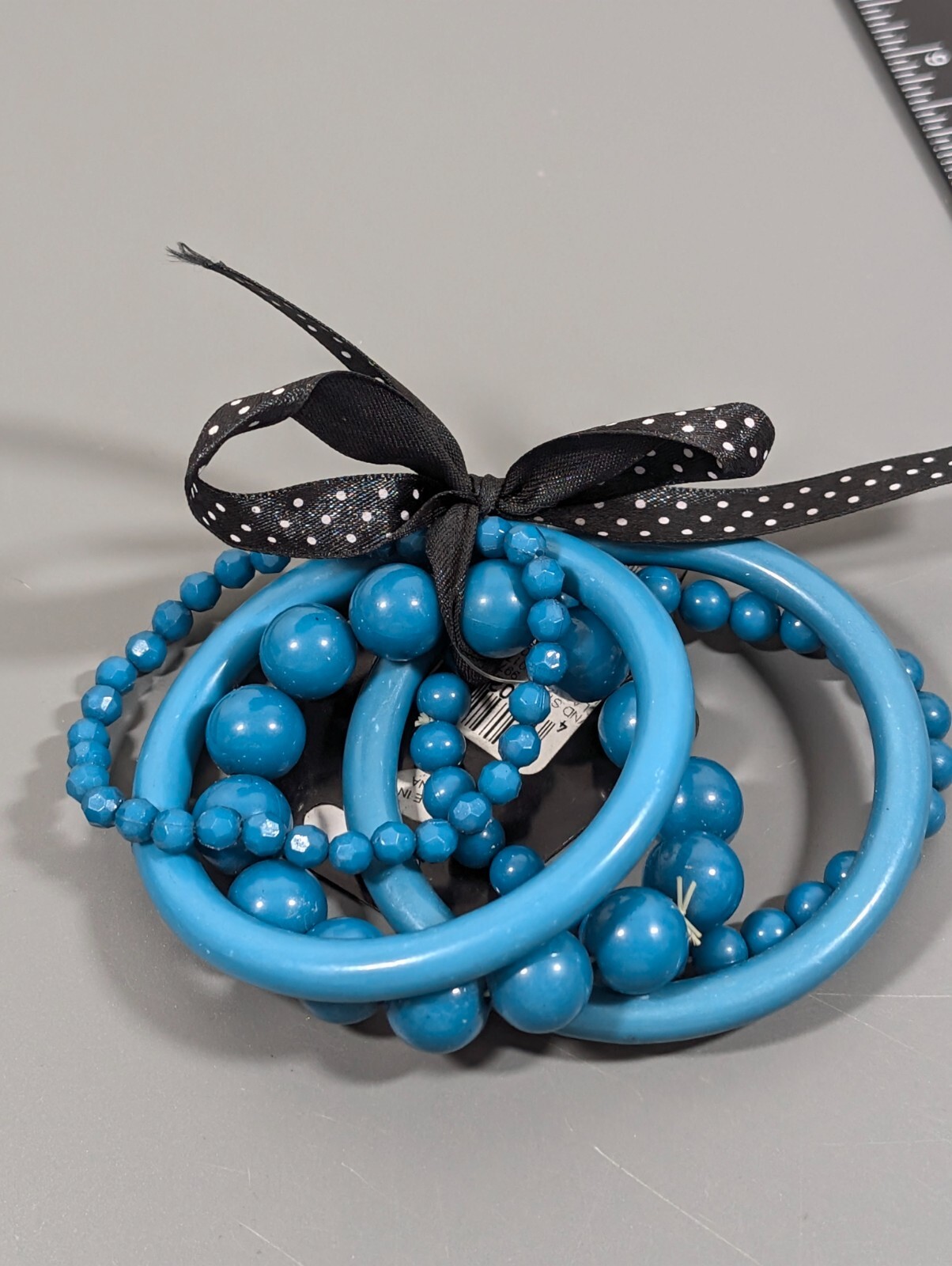 Rue 21 Set of 5 Teal Turquiose Blue Beaded Bangle Bracelets 8 in