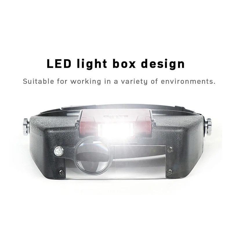 LED Jewelers Headband Head Magnifier Illuminated Visor Magnifying Glasses Loupe