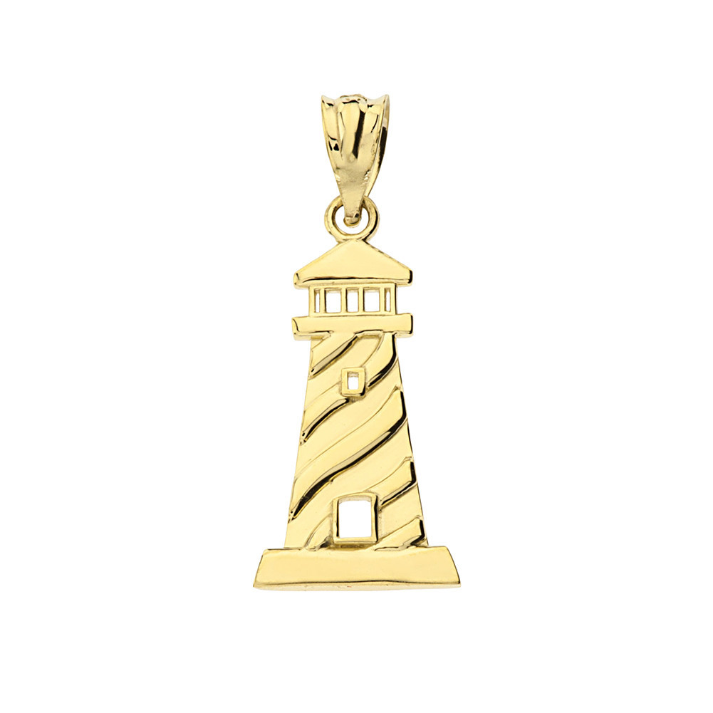 Gold Lighthouse Pendant Necklace (Available in Yellow/Rose/White Gold)