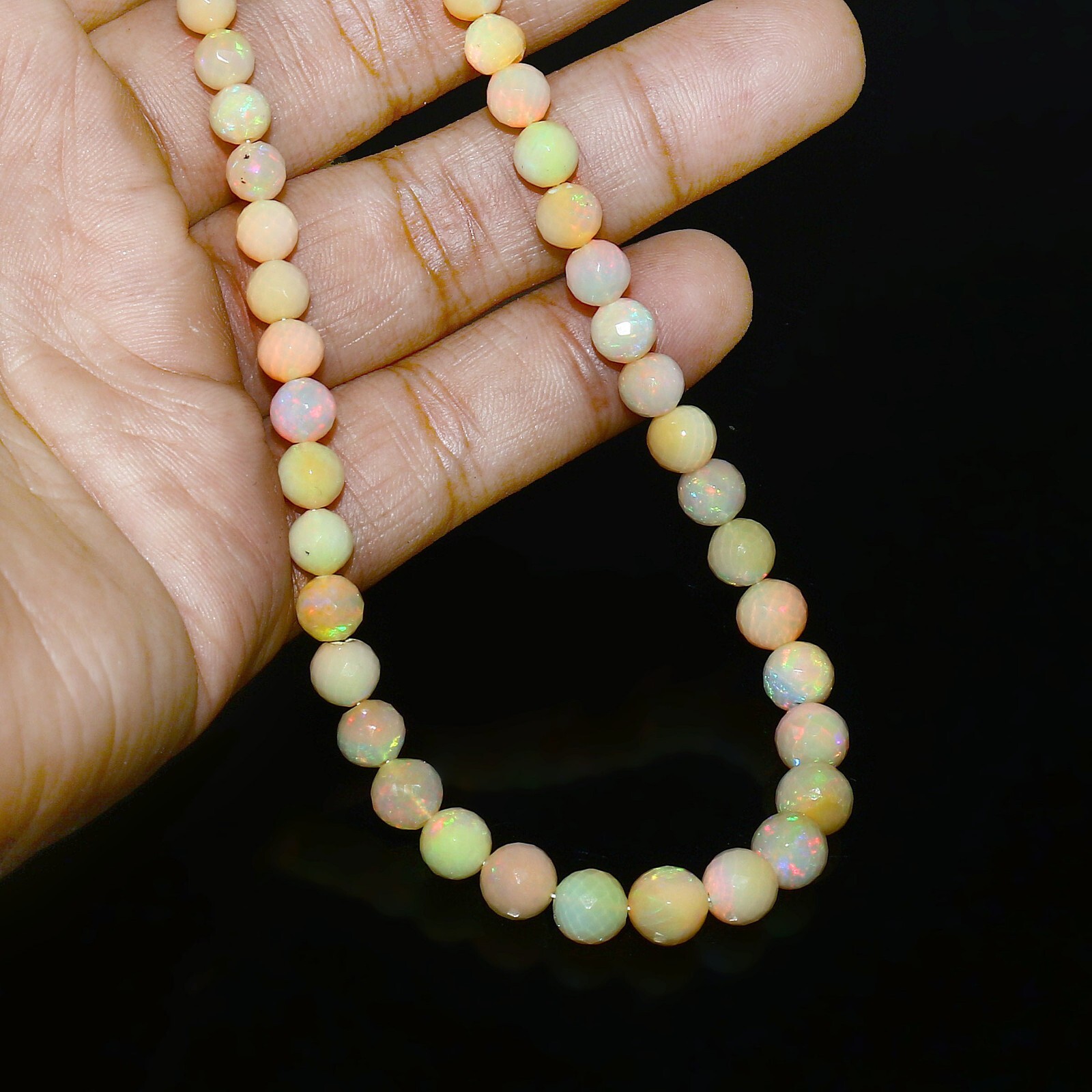 Ethiopian Opal Faceted Rondelle Beads, Multi Fire Welo Opal Beads Blue Opal 1183