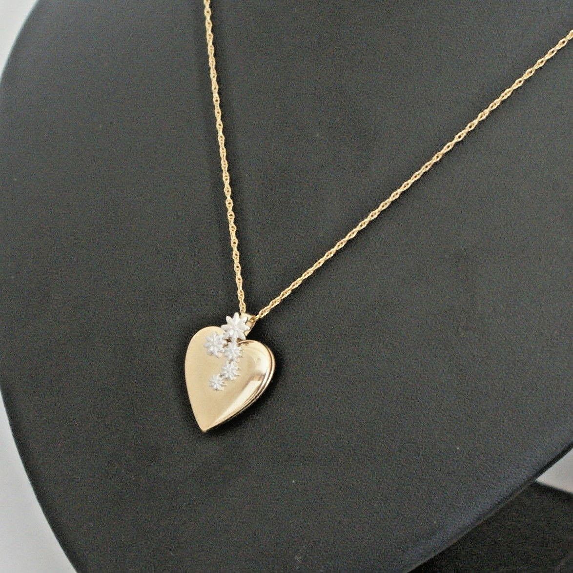 Vintage 14k White Yellow Gold Fill Heart Locket Chain USA made See Video c1990s