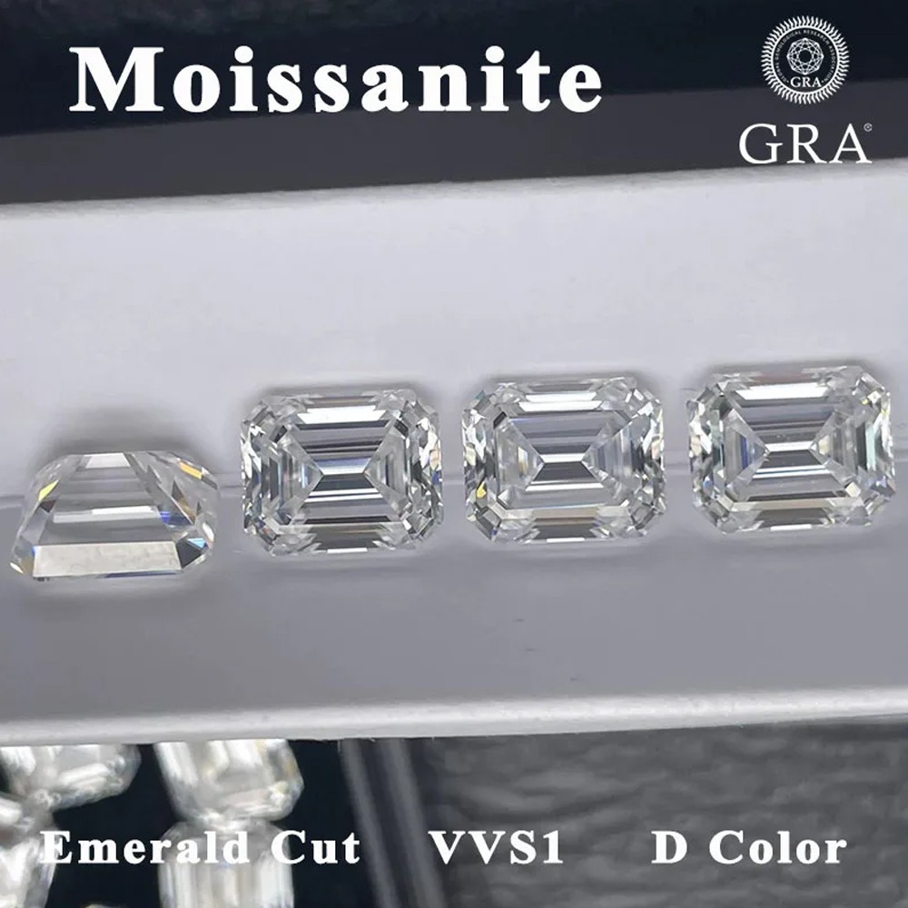 US 1-10CT Emerald Cut Loose Moissanite Stone D VVS1 Gemstones for Jewelry Making