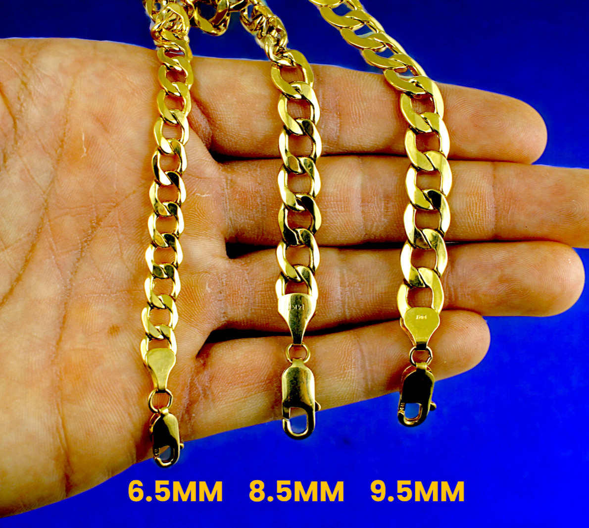 14K Yellow Gold 2mm-9mm Curb Cuban Necklace Bracelet Chain Men Women 7″-30″