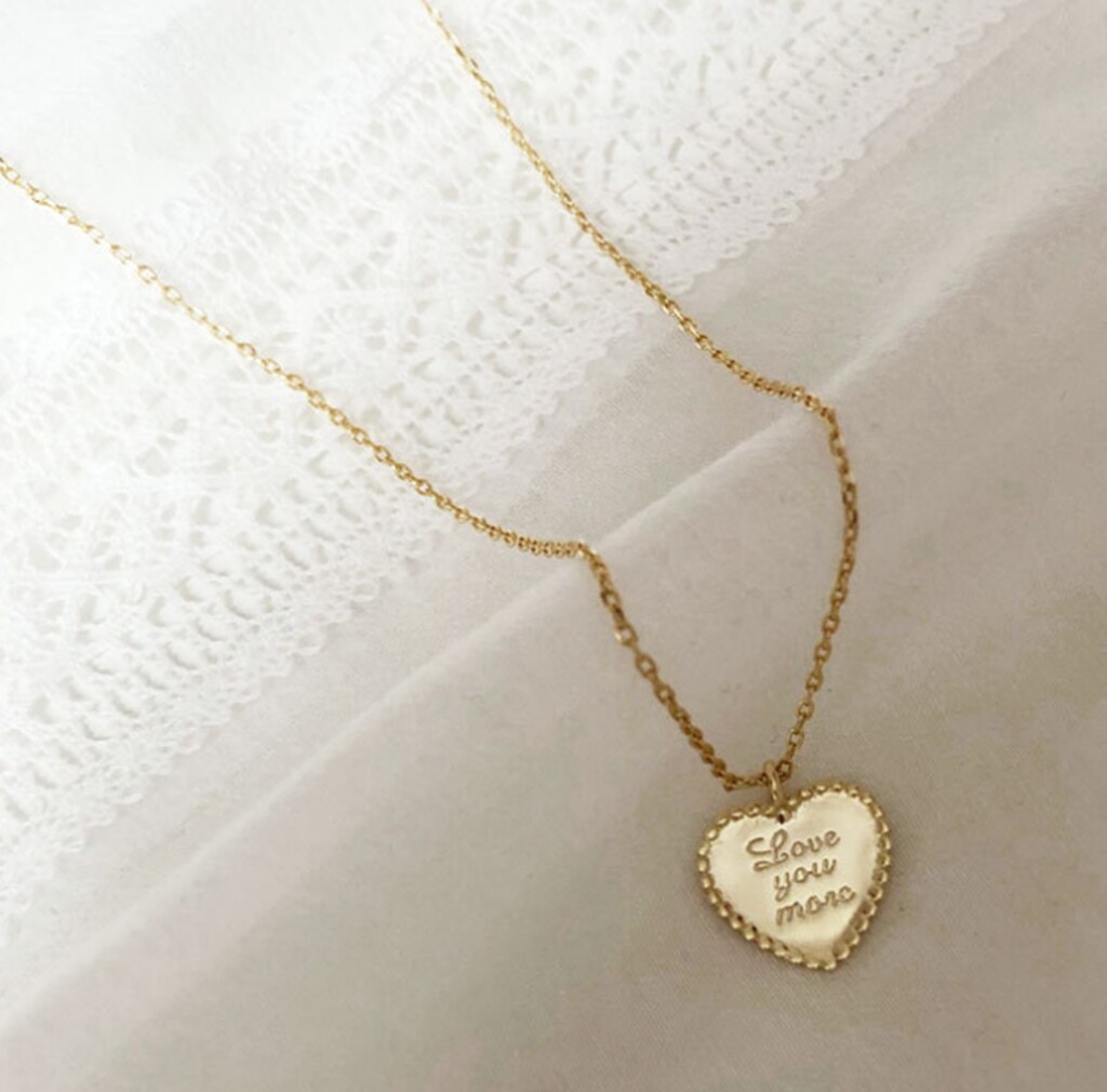 Fashion Women Love You More Gold Heart 925 Sterling Silver Necklace 15.75-17.5″