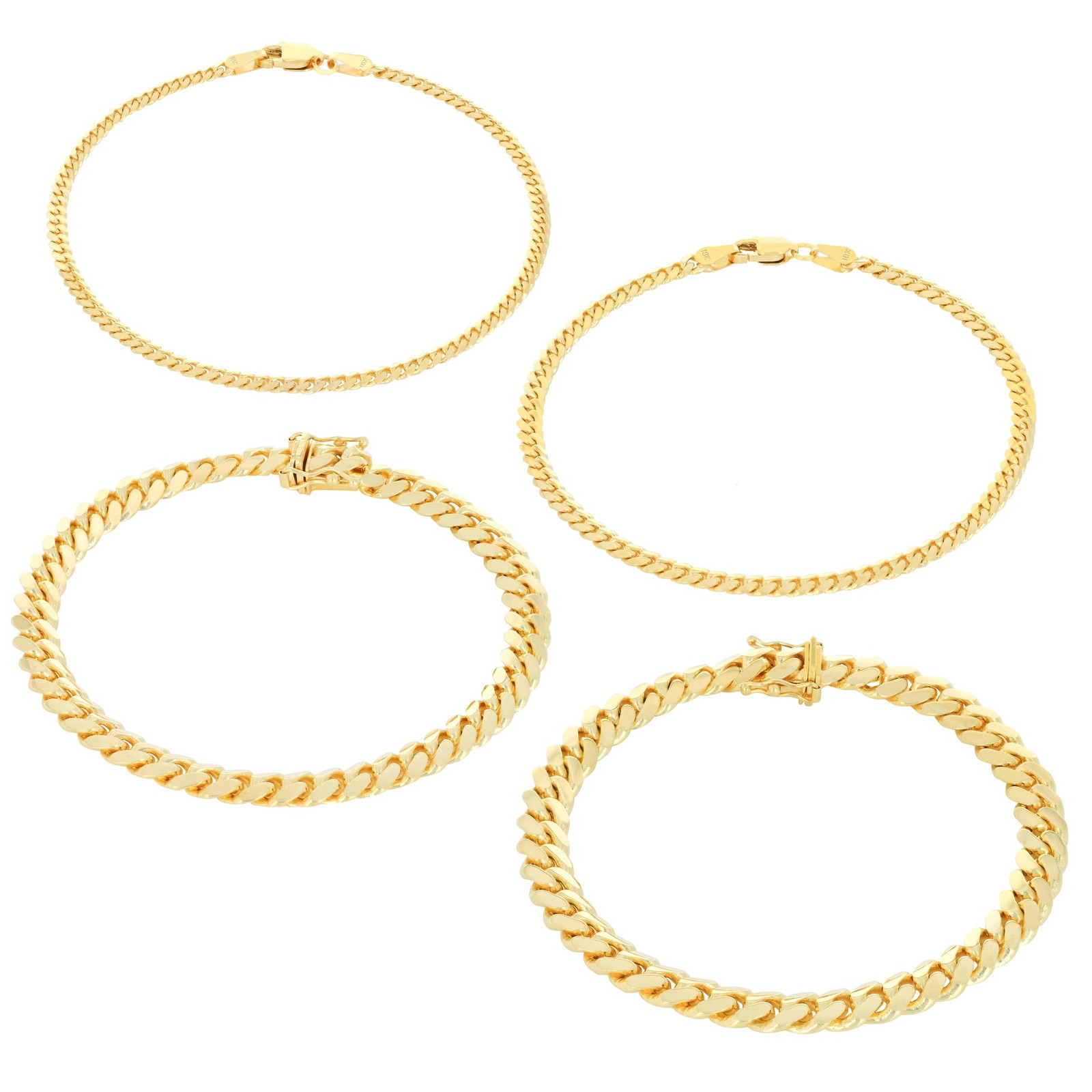 18K Yellow Gold Solid 2.7mm-7mm Miami Cuban Link Chain Necklace Bracelet 7″-30″