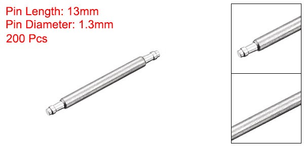 11mm Watch Band Pin 1.3mm Dia Steel Single Flanged End Spring Bar Pins 200pcs
