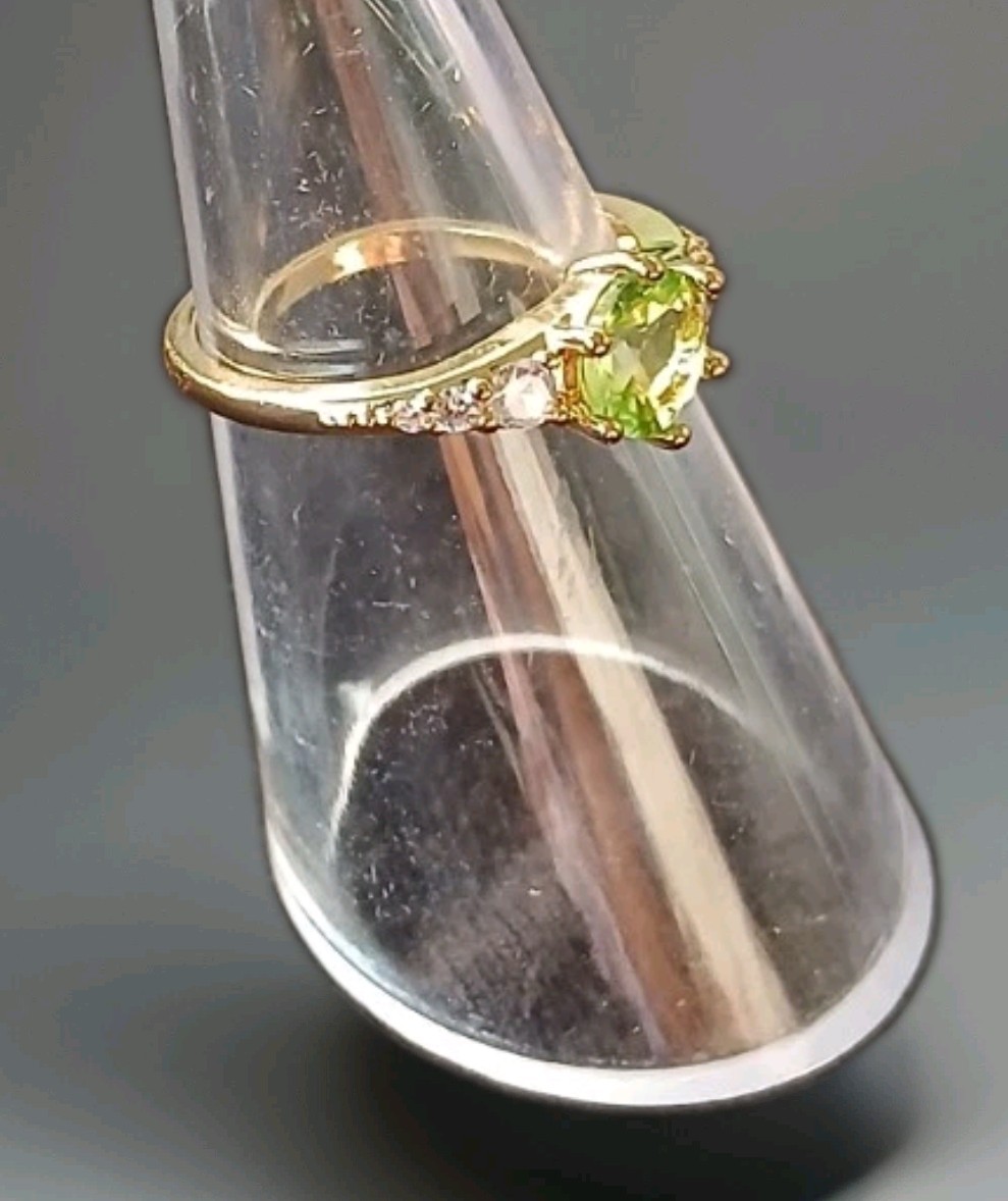 Yellow Gold Oval Green Peridot w/ Synthetic Gems Set