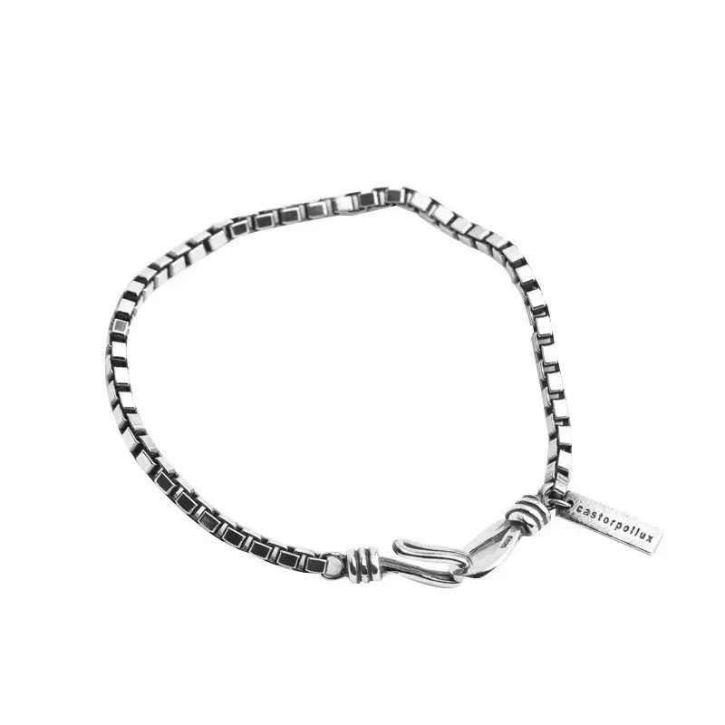 Women s 925 Sterling Silver Beads Handmade Retro Geometric Bracelet Gift