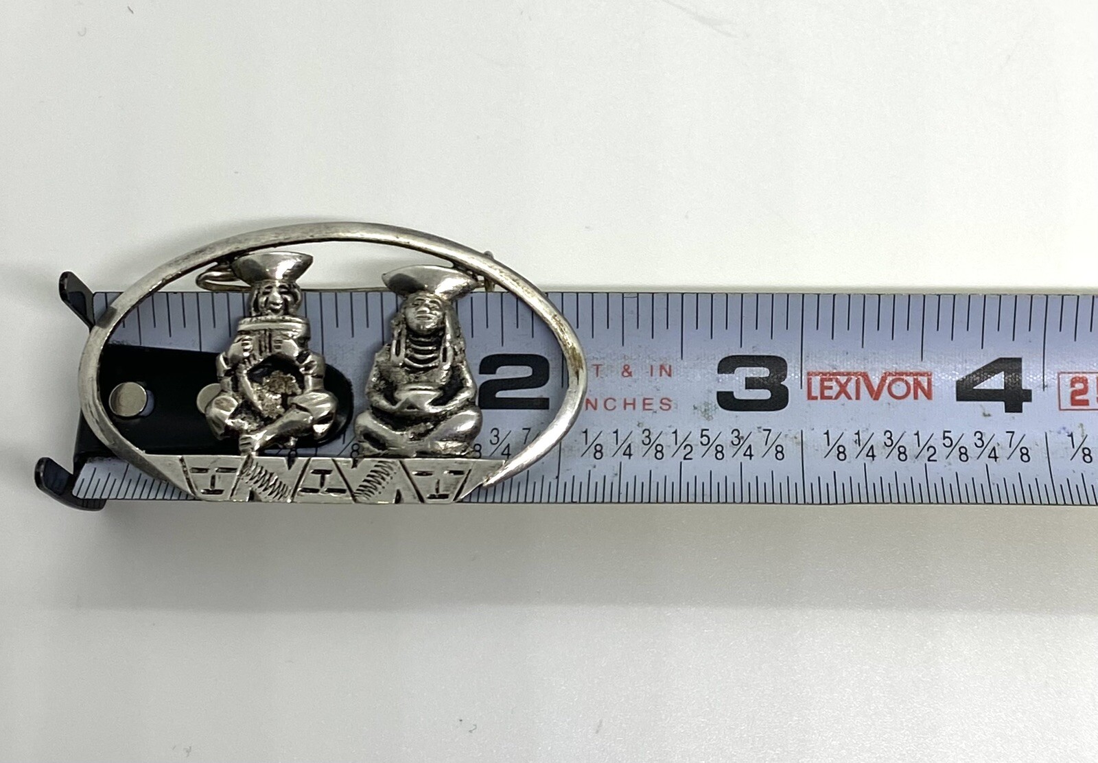 Vintage Mexico Sterling Silver Hand Crafted Villagers Pin Brooch 2.1/8” 6.80g