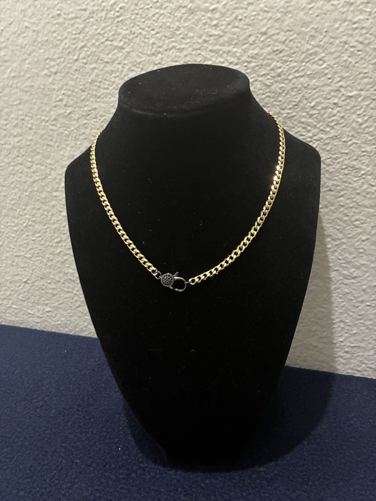 Black Rhodium plated chain Pave Clasp 16” cuban link.