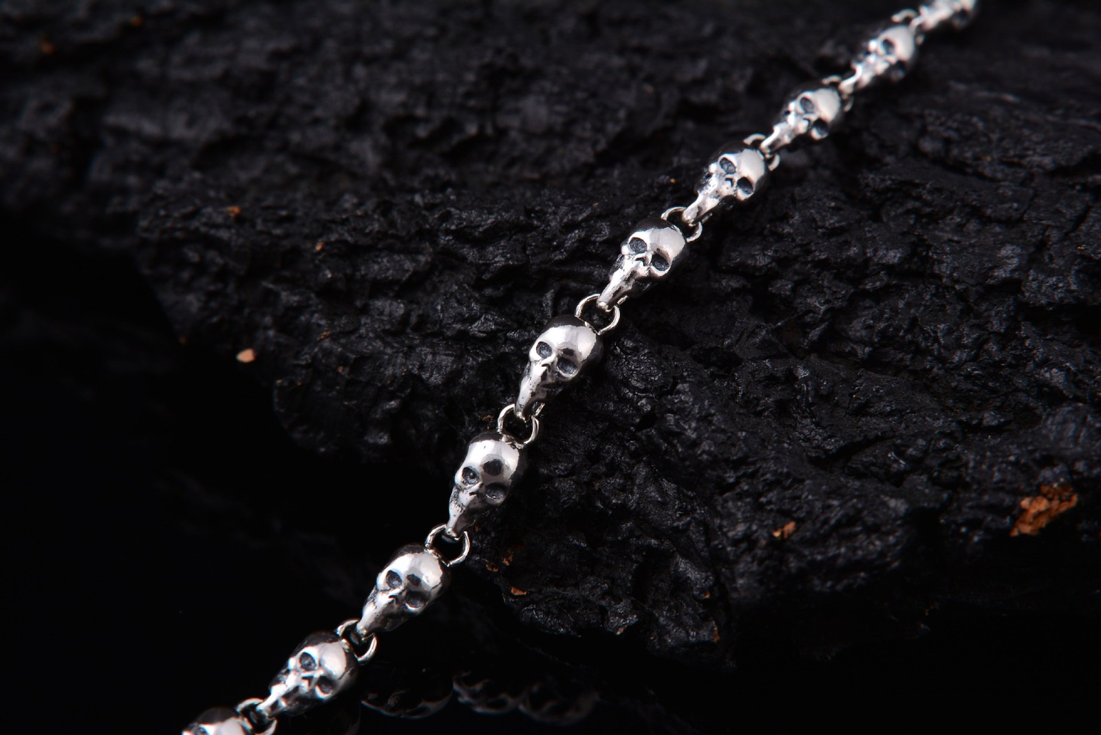 S925 Silver SKULL LINK CHAIN Necklace HEAVY Biker Gothic Statement 5mm 18″-28″
