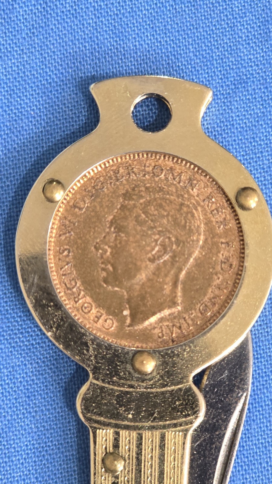 Vintage 1941 Farthing Coin Souvenir Keychain