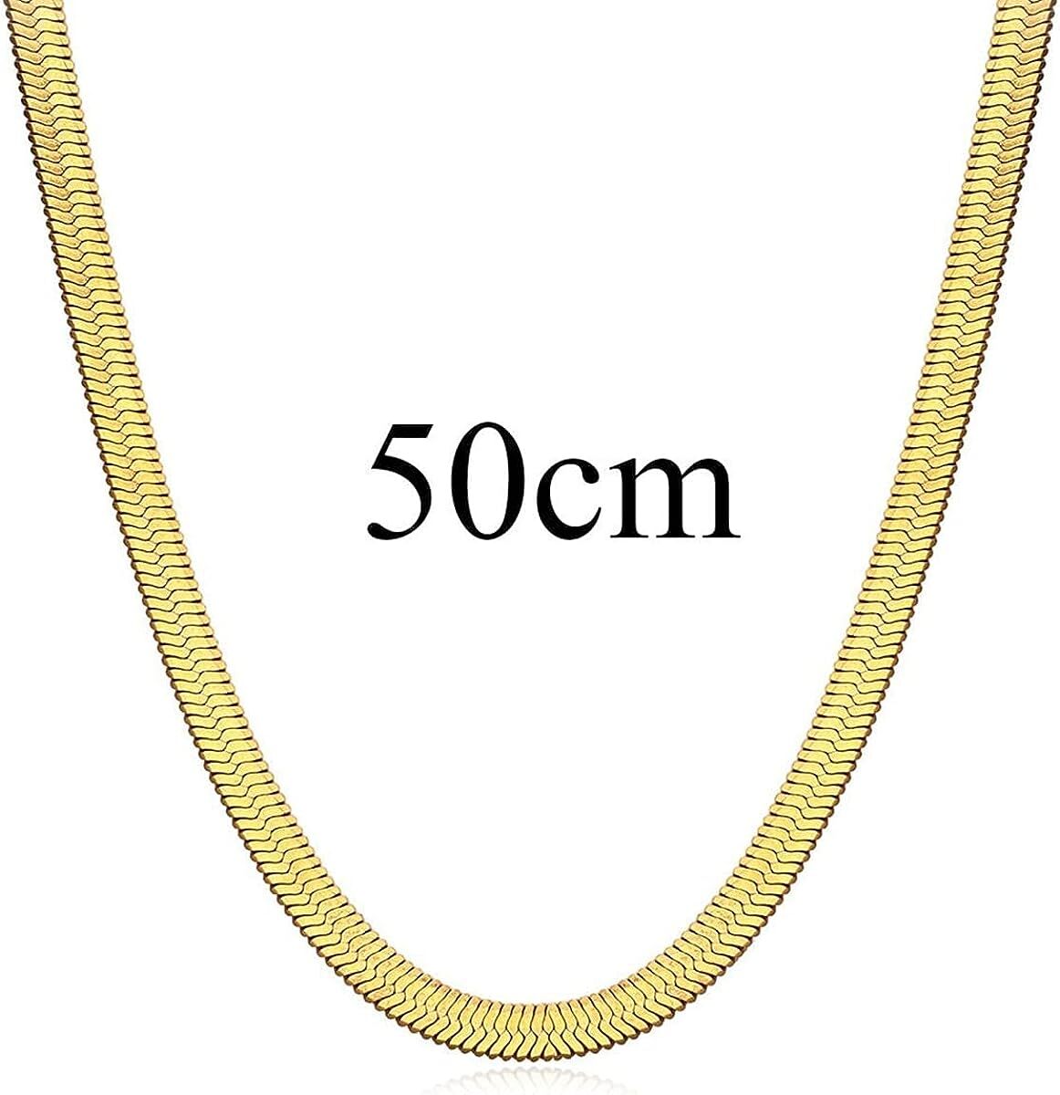 Gold Tone Clavicle Chain Flat Snake Bone Herringbone Choker Neck Necklace Chain
