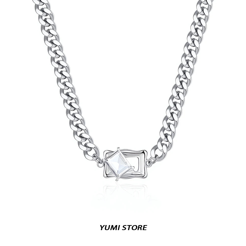 Punk Zircon Cuban Necklace For Man Woman Non Fading Titanium Steel Hip Hop Stree