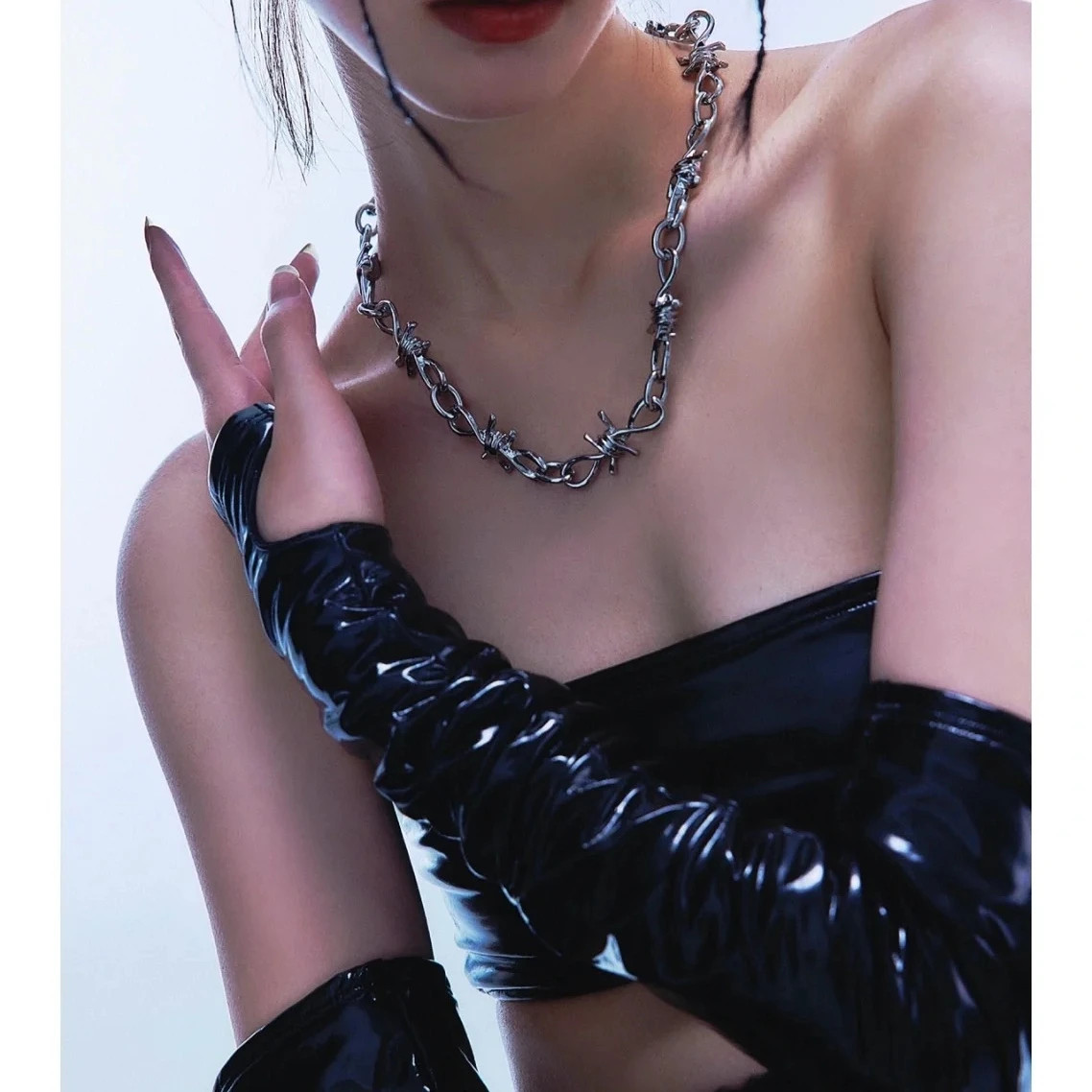 titanium steel Thorns Necklaces Hip-hop Gothic Punk Style Barbed Chain Collar C