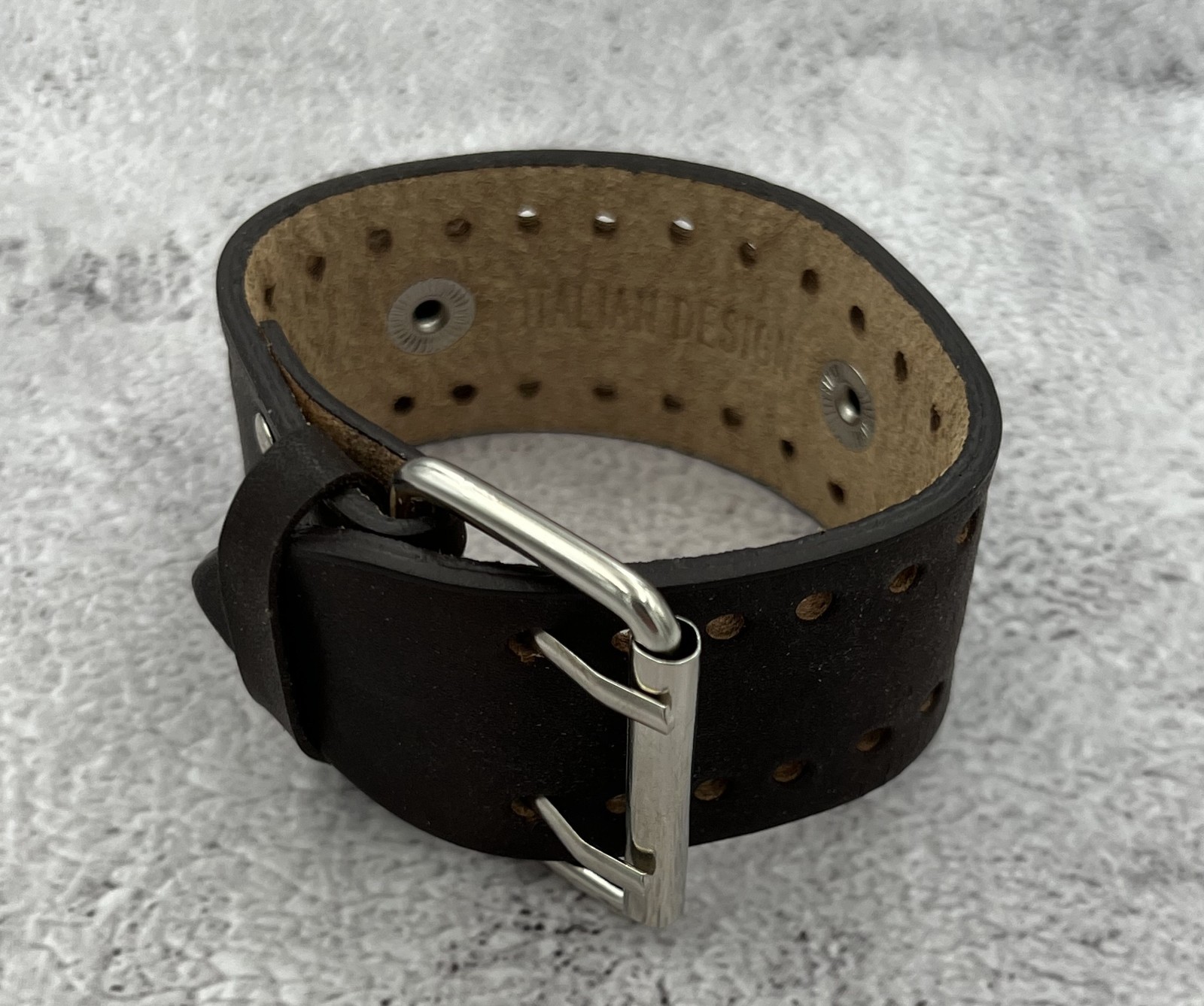 Rev MWK Leather 18 mm Lug Width Wide Dark Brown Cuff Watch Band