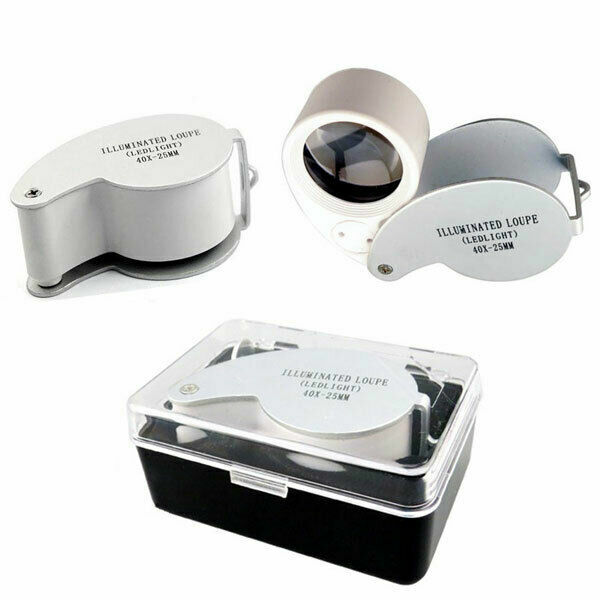 40x 25mm Glass LED Light Magnifying Magnifier Jeweler Eye Jewelry Loupe Loop
