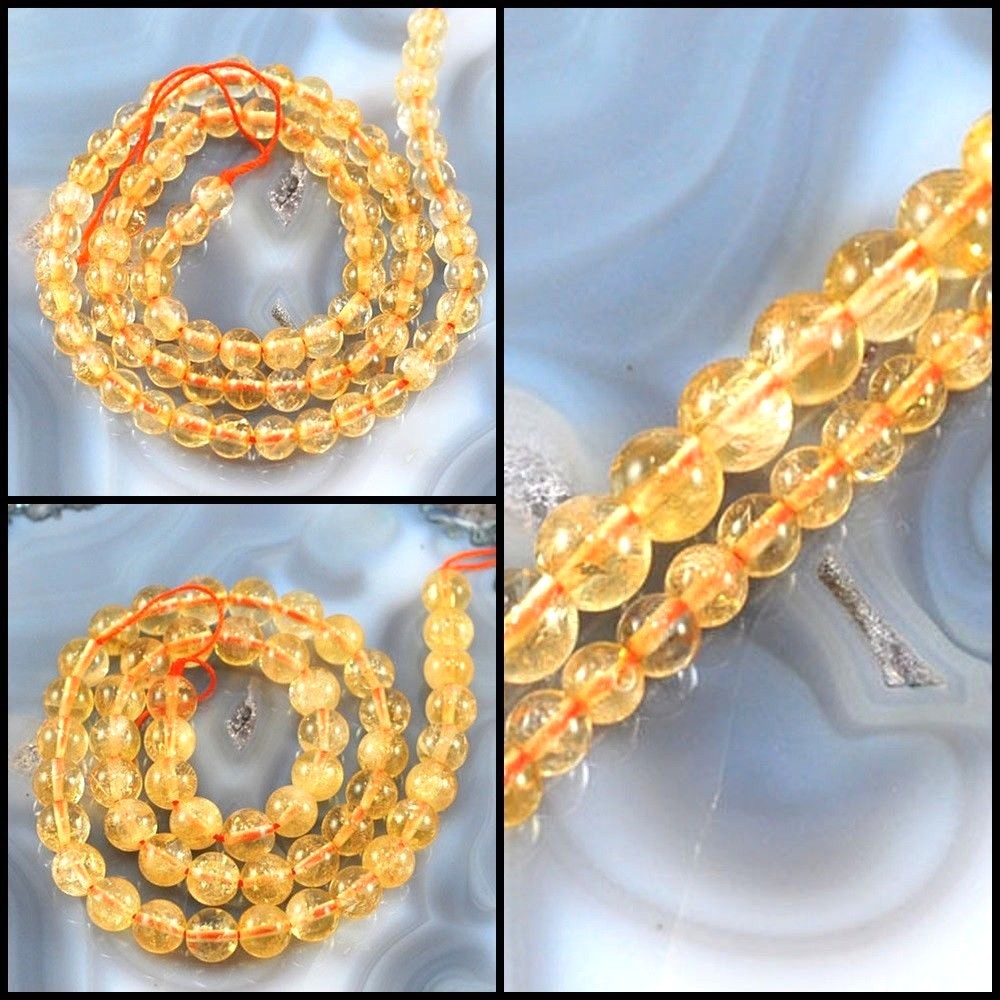 Gemstone Natural Citrine Round Beads Golden Smooth Loose Beads 15″ 4 6 8 10 12mm