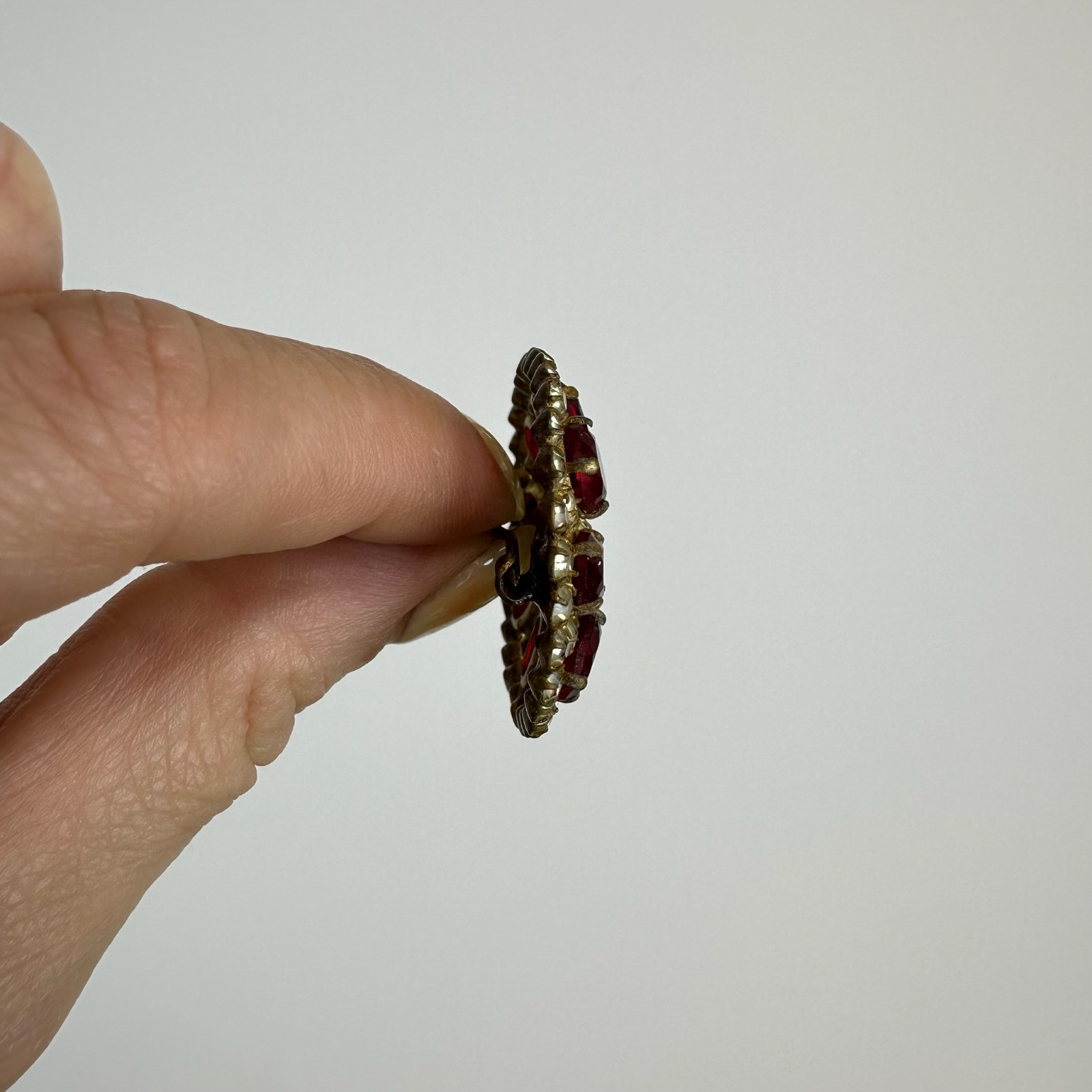 Czech Republic Vintage brooch – USSR jewelry – soviet Red stone