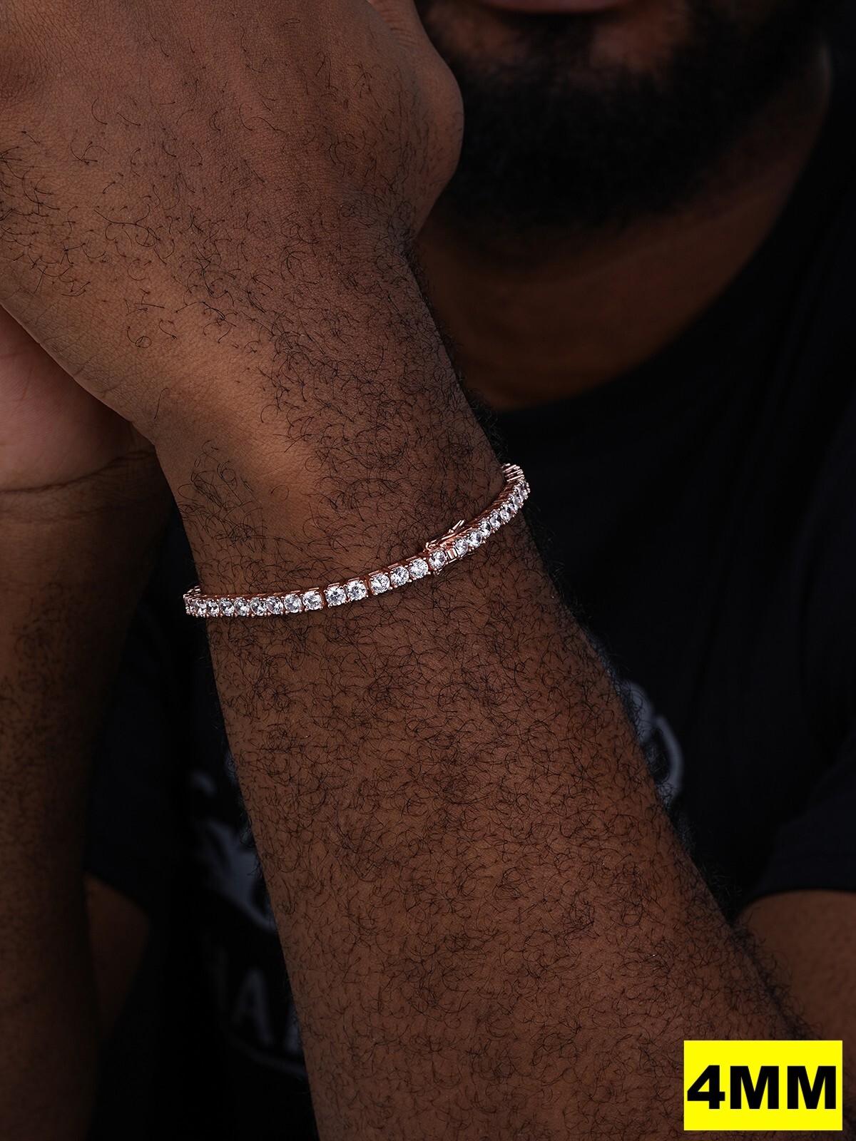 Tennis Bracelet Rose Gold Plated SOLID 925 Sterling Silver ITALY CZ Iced 3-5mm