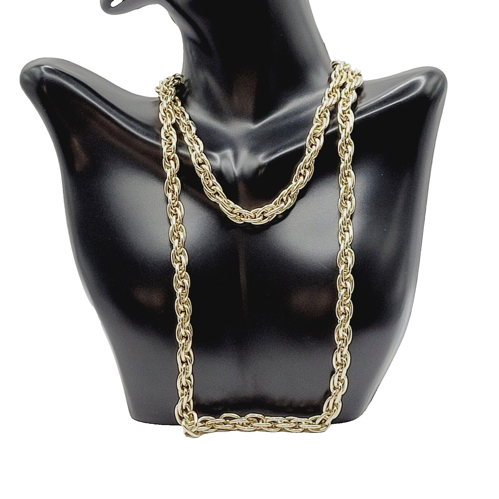 Multi Link Twist Rope Style Chain Very Light Gold Tone Vintage Necklace 30 Inch