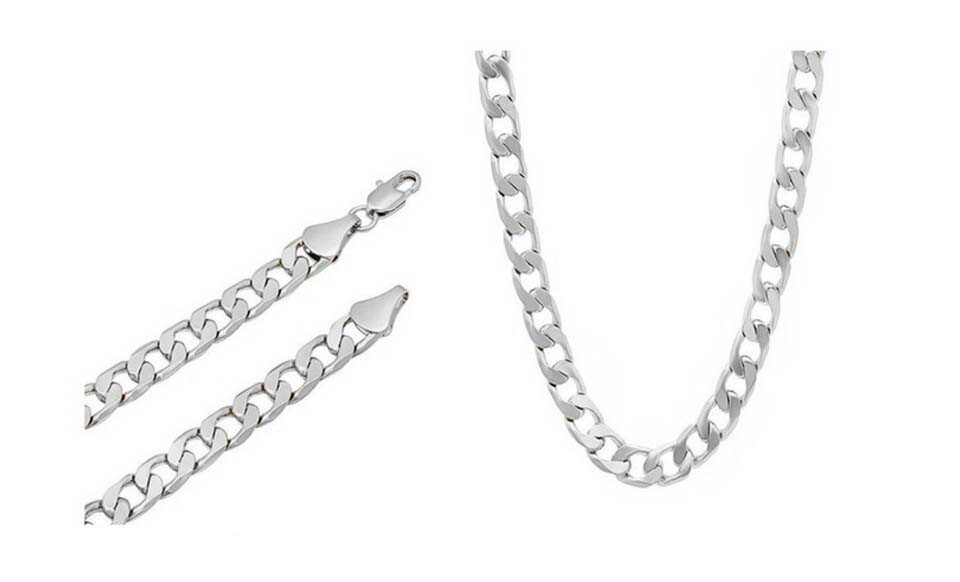 Verona Jewelers Mens 925 Sterling Silver 4MM Italian Curb Link Chain Necklace
