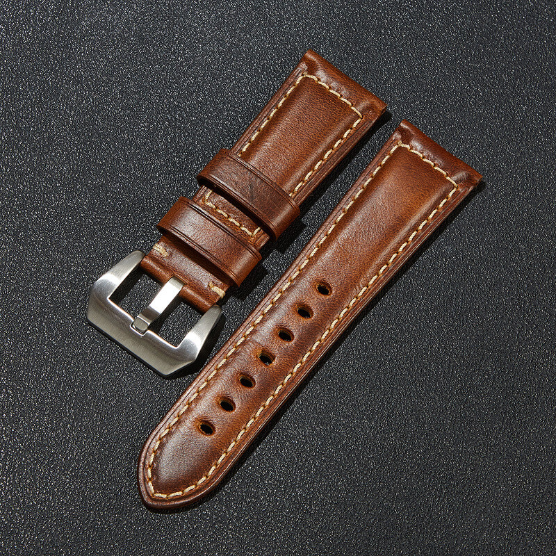 High-grade Italian Vintage Oil-waxed Genuine Leather Watch Band 20/22/24/26mm