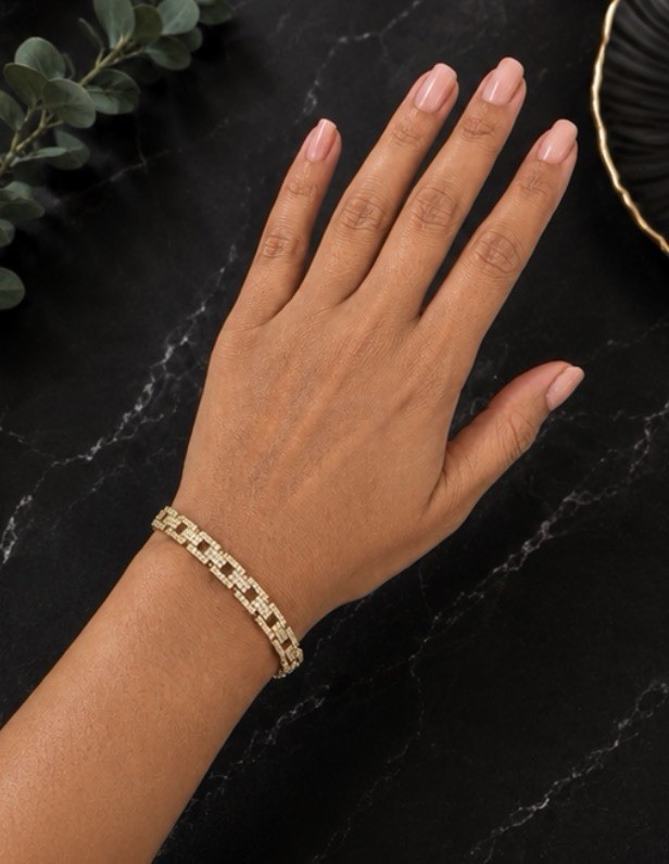 Elegant None tarnished none fade Gold Tone Tennis Bracelet Round Clear zircon