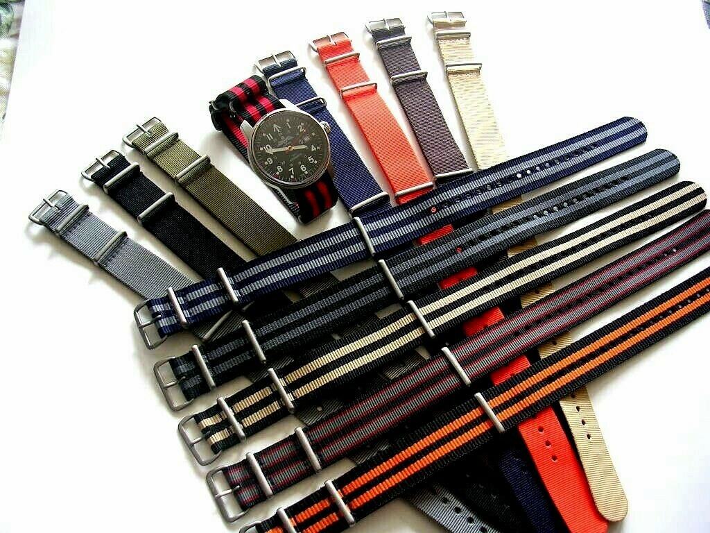 19mm Bond stripe NATO g10 Premium nylon watchstrap MoD RAF IW SUISSE 18 20 22 24