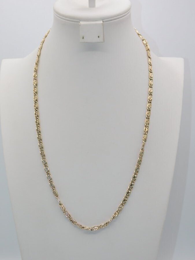 C364-VINTAGE NECKLACE~GOLD TONE CHAIN/UNIQUE LINKS~25″