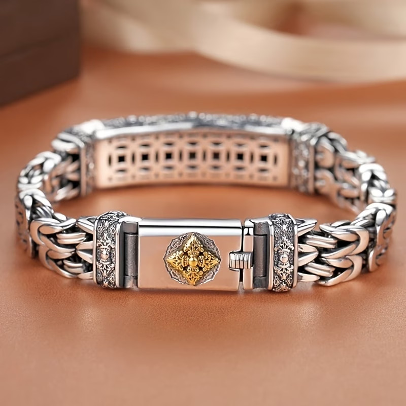 New Silver Color Fashion Jewelry Chinese Style Retro Hipster Men’s Bracelet