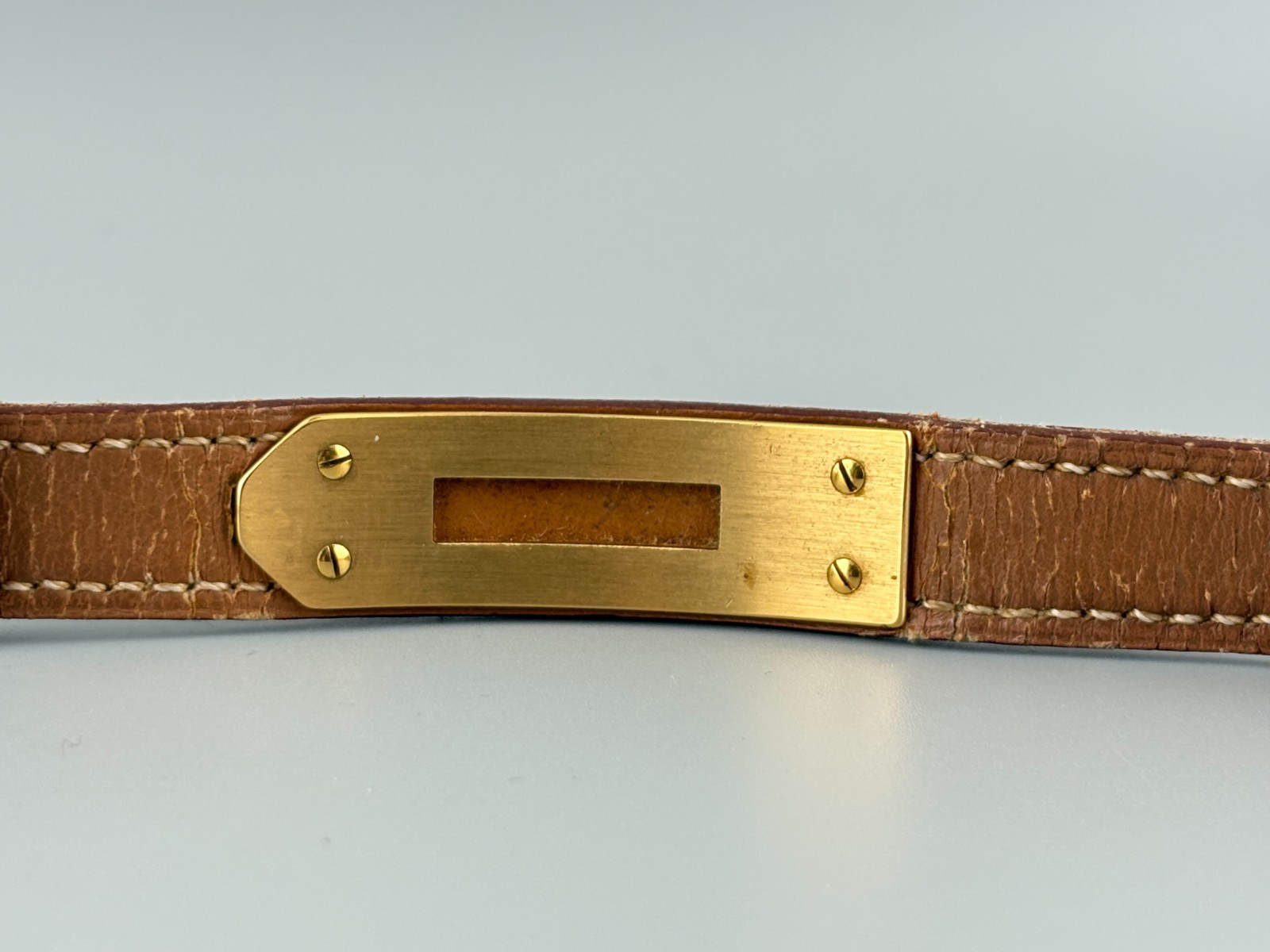 [Very Good] HERMES Kelly Gold Swiss Qz Women’s Padlock Watch Brown Belt