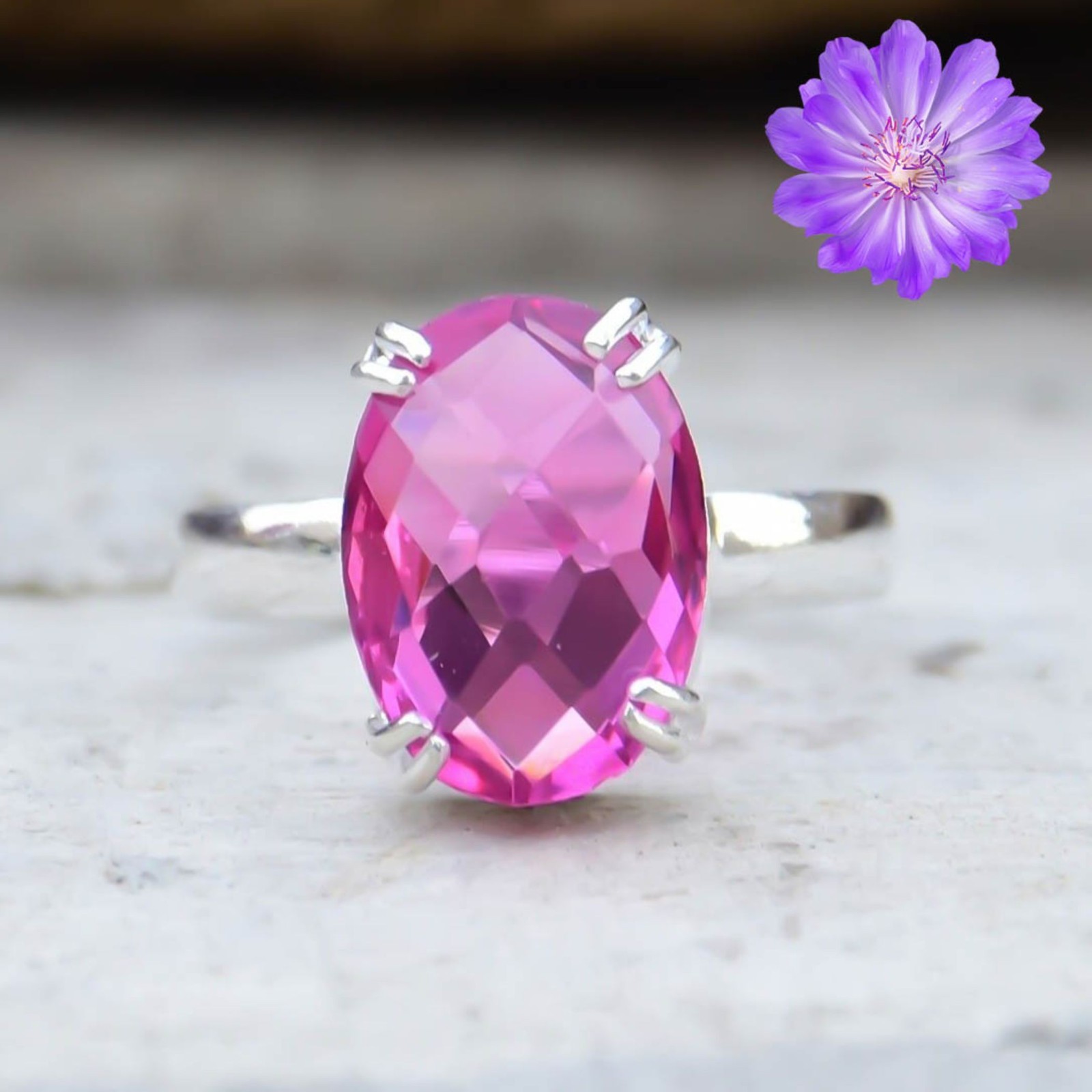 Pink Kunzite Gemstone 925 Sterling Silver Handmade Jewelry Ring Gift For Her