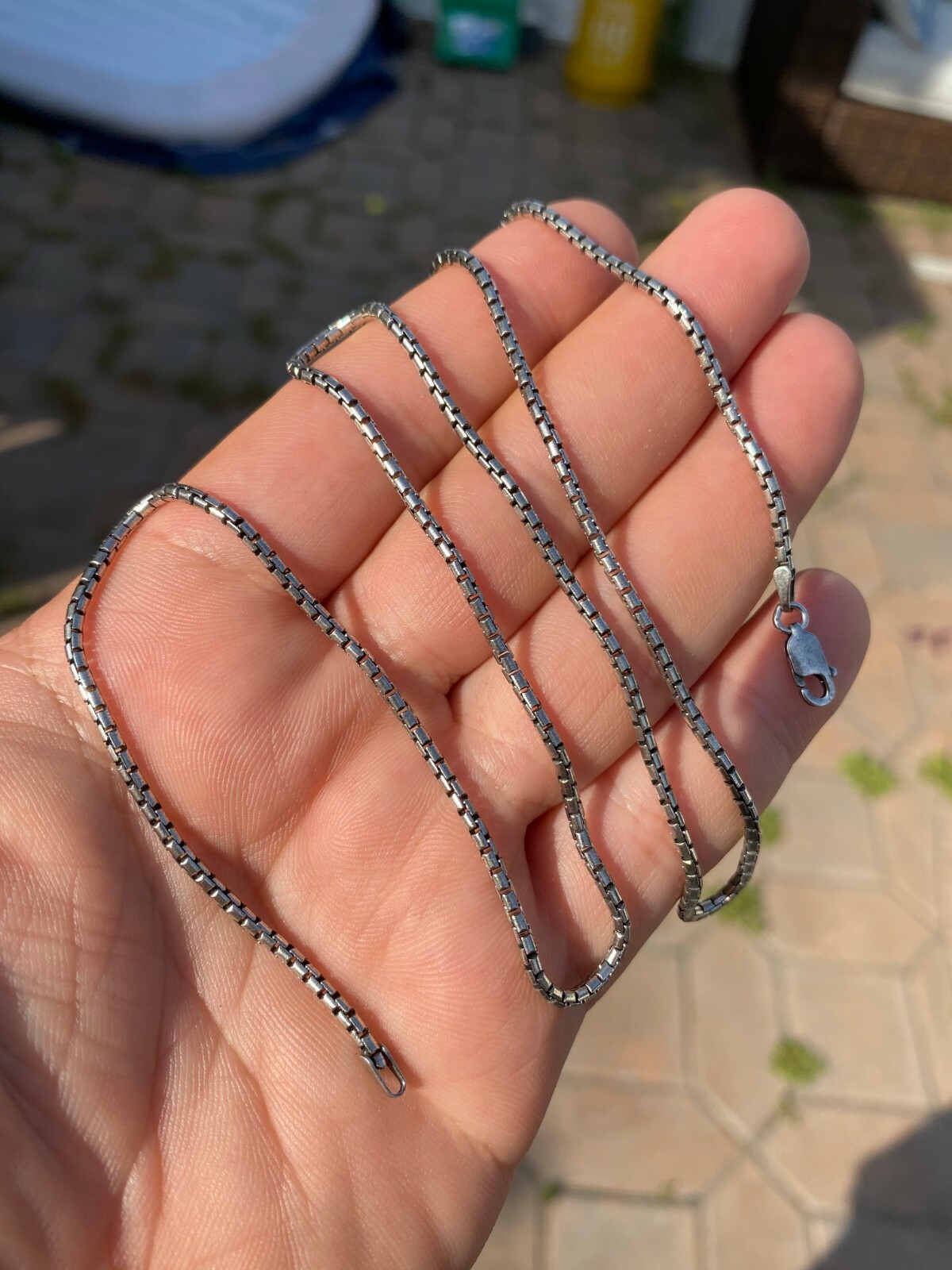 Solid 925 Sterling Silver Rounded Box Chain 2mm Necklace Black Oxidized Rhodium