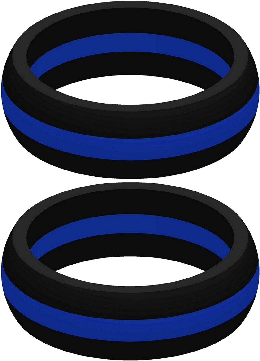 Two (2) Thin BLUE Line Silicone Rings Active Wedding Band Replacement Pick Size