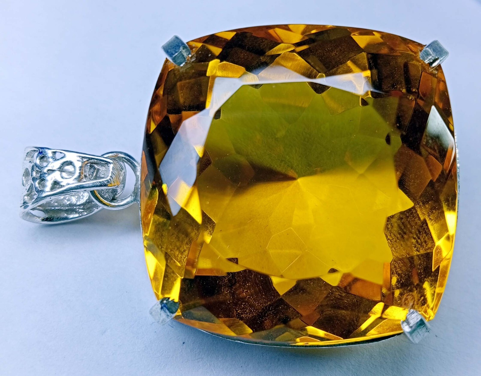 Yellow Topaz Pendant Natural Cushion Cut 137.90 Ct Gemstone EGL Certified PD018