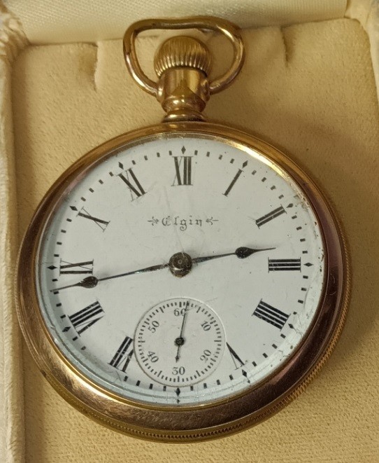 Circa 1905 Elgin 10k Gold Filled 7 Jewel Hunter Style Open Face Pocket Watch